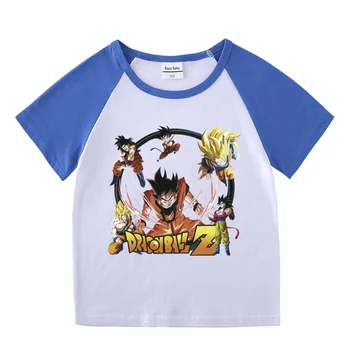 Dragon Ball Solid Vaikų drabužiai Vaikų vasaros marškinėliai trumpomis rankovėmis Raglan Baby Marškinėliai pusrankovėmis Vaikų viršus