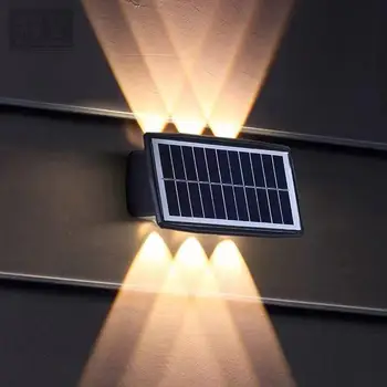 aukštyn ir žemyn Šviečiantys LED saulės sieniniai žibintai Lauko vandeniui atspari saulės šviesa Saulės energija varoma lauko sodo dekoravimo lempa