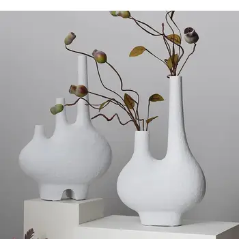 Kūrybingos baltos gėlių vazos dirbtinės gėlės Dekoratyvinė namų gėlių kompozicija Rankų darbo amatai Dervos Vazos Stalo dekoravimas Nuotrauka 0