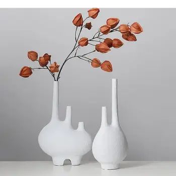 Kūrybingos baltos gėlių vazos dirbtinės gėlės Dekoratyvinė namų gėlių kompozicija Rankų darbo amatai Dervos Vazos Stalo dekoravimas Nuotrauka 1