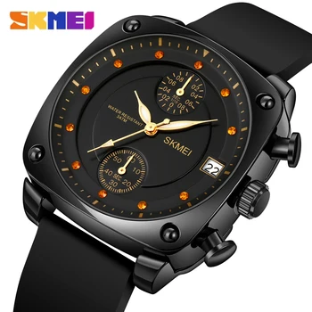 SKMEI Prekės ženklo automatiniai pasimatymų laikrodžiai vyrams Fashion Casual Waterproof Quartz rankinis laikrodis Vyriškas karinis šviečiantis chronografinis laikrodis