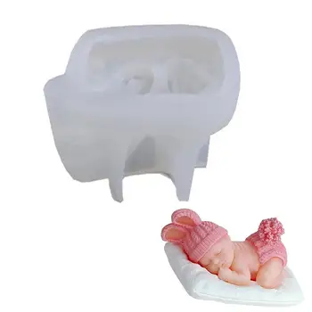 1 vnt 3D miegantis kūdikis silikono formos tortas šokoladinis saldainių fondantas pelėsis rankų darbo muilo žvakių tinkas dervos gamybos įrankis
