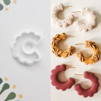 Kūrybiniai pusapvalės gėlės formos polimeriniai pelėsiai Molio pjaustytuvai Auskarai Keramikos amatas Rankų darbo 