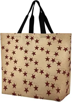 Vintage Brown Stars Tote Bag Womens Tote Shopping Bag Washable Grocery Tote Bag Shoulder Bag Fashion Shopping Bags