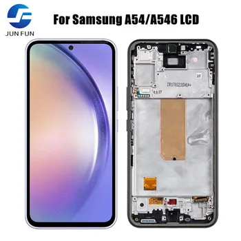 Super AMOLED, skirta Samsung Galaxy A54 5G A546B LCD ekranas Jutiklinio ekrano skaitmeninimo priemonės rinkinys, skirtas Samsung A546E A546U LCD su rėmeliu
