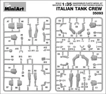 Miniart 35093 - 1/35 mastelio Antrojo pasaulinio karo italų tankų įgula 5 figūrų plastikinio modelio rinkinys Nuotrauka 5