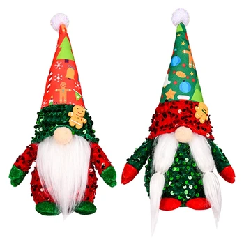 2Piece Christmas Gnome Plush dekoracijos Christmas Gliiter Home Stalviršis Elf Gnomes Decor Audinys + PVC Nuotrauka 0