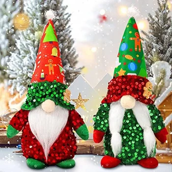 2Piece Christmas Gnome Plush dekoracijos Christmas Gliiter Home Stalviršis Elf Gnomes Decor Audinys + PVC Nuotrauka 1