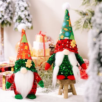 2Piece Christmas Gnome Plush dekoracijos Christmas Gliiter Home Stalviršis Elf Gnomes Decor Audinys + PVC Nuotrauka 2