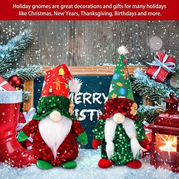 2Piece Christmas Gnome Plush dekoracijos Christmas Gliiter Home Stalviršis Elf Gnomes Decor Audinys + PVC Nuotrauka 3