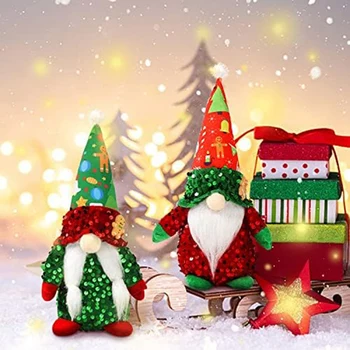 2Piece Christmas Gnome Plush dekoracijos Christmas Gliiter Home Stalviršis Elf Gnomes Decor Audinys + PVC Nuotrauka 4