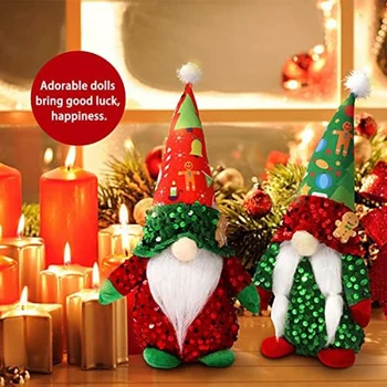 2Piece Christmas Gnome Plush dekoracijos Christmas Gliiter Home Stalviršis Elf Gnomes Decor Audinys + PVC Nuotrauka 5