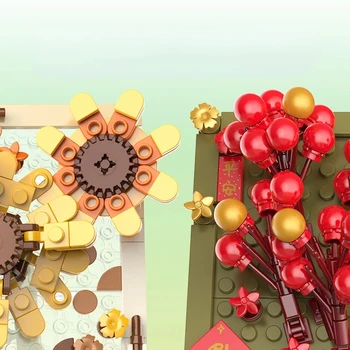 MOC gėlių darbalaukis Pastaba Popieriaus laikiklio modelis Statybiniai blokai Vaikiški žaislai vaikams Orchidėja Saulėgrąžų kaladėlių ornamentas Kalėdų dovana Nuotrauka 4