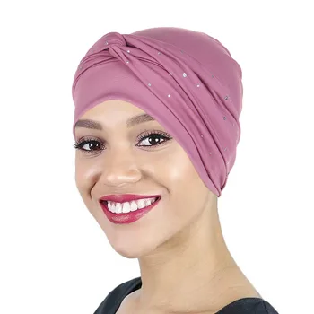 2Pcs/Set Muslim Headhead Hijabs Turban Bonnet for Woman Solid Color Arab Wrap Hijab Femme Islamic Headscarf Head Wrap