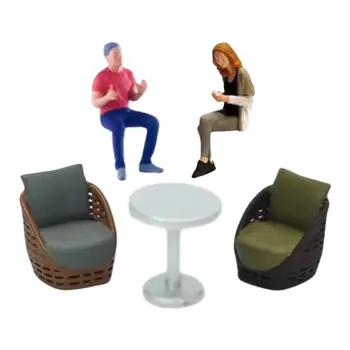 1:64 Dioramos gatvės personažas Figūrėlė Kėdės stalo modelis Miniatiūrinis mažų žmonių modelis mikro peizažams Lėlių namelio dekoravimui Nuotrauka 1