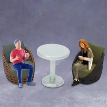 1:64 Dioramos gatvės personažas Figūrėlė Kėdės stalo modelis Miniatiūrinis mažų žmonių modelis mikro peizažams Lėlių namelio dekoravimui Nuotrauka 2