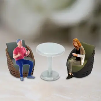 1:64 Dioramos gatvės personažas Figūrėlė Kėdės stalo modelis Miniatiūrinis mažų žmonių modelis mikro peizažams Lėlių namelio dekoravimui Nuotrauka 3