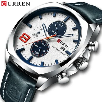 CURREN 8324 Fashion Casual Leather Vyriški laikrodžiai Prabangus sportinis karinis vandeniui atsparus kvarcinis laikrodis Vyriškas laikrodis