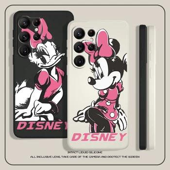 Disney Minnie Daisy Cute Samsung S23 S22 S21 Ultra S20 FE S10 S9 Plus Lite 5G Liquid Rope telefono dėklo dangtelis