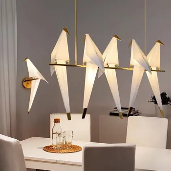 Ešerių šviesa Šviestuvai dizainerio paukščių lempos Restorano svetainei Vaikų kambarys origami lempa miegamojo kambario šviestuvai