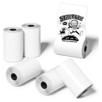 6 ritininis mini kišeninio spausdintuvo lipdukų popierius 30 x 57 mm lipnus terminis popierius kišeniniam spausdintuvui, juodas ant balto