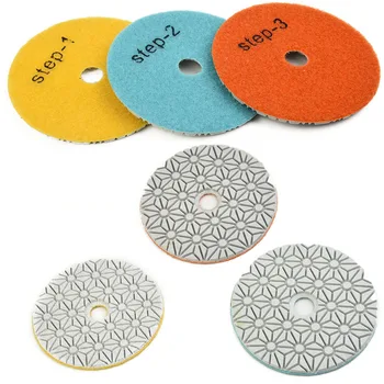 4 colių deimantinės poliravimo pagalvėlės Šlapias / sausas lankstus šlifavimo diskai granito marmuro akmens betono grindų poliravimui