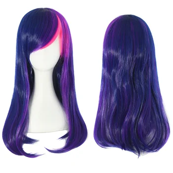 Populiarus Cosplay mišrainė Purpuriniai ilgi tiesūs plaukai Aukštos temperatūros šilko anime perukas
