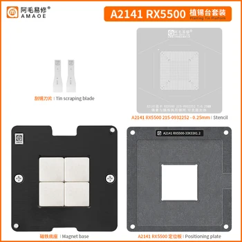 Amaoe BGA Reballing Trafareto platformos rinkiniai, skirti Macbook Graphics IC mikroschemų rinkiniui A2141 RX5500 215-0932252 sodinimo rutulio tinklas
