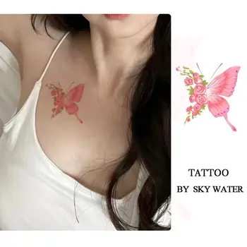 Neperšlampamos patvarios netikros tatuiruotės Mergaitiškas saldus Cool Babes drugelis Laikina tatuiruotė Seksuali didmeninė prekyba Art Hotwife Tatoo 2023 Nauja