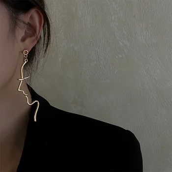 Europos ir Amerikos retro abstrakčiojo meno linijos veido auskarai Moteris 2023 Nauja mada Perdėtas personalizuotas auskarai