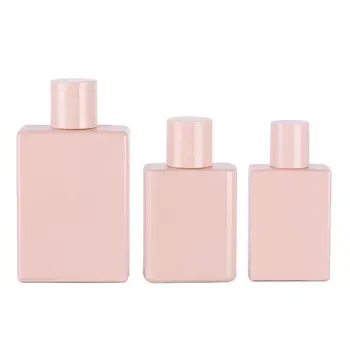 6vnt Pakartotinai užpildomas stiklinis purškimo buteliukas Sidabrinis sraigtinis siurblys 30ML 50ml 100ML Pink Square kosmetikos pakuotės Purkštuvo kvepalų buteliukai