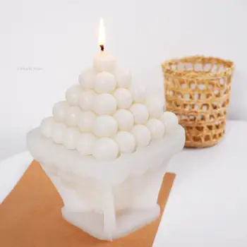 Rubiko burbulinio kubo žvakė silikoninė forma Namų dekoras 3D rutuliu kvepianti žvakė Moud rankų darbo šokolado desertinis tortas kepimo įrankis