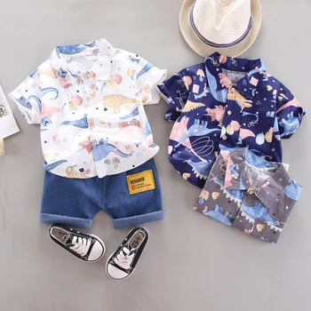 DIIMUU 1-4 metų kūdikių drabužių komplektai marškiniai + kelnės berniukai Vasaros apranga Tinka vaikams Mada Animacinis filmas Spausdinti Medvilnės mišinys