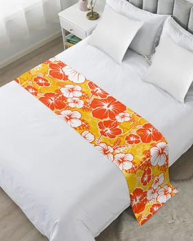 Havajų atogrąžų gėlių vasaros lovos bėgikas Pagrindinis Viešbučio dekoravimas Lova Vėliava Vestuvių miegamojo lova Uodegos rankšluostis