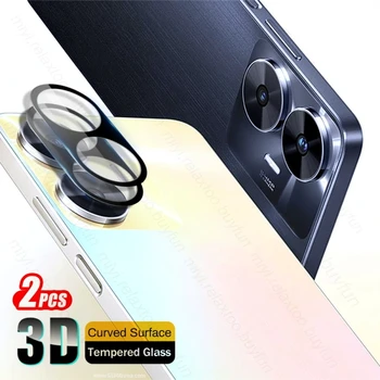 2PCS 3D lenktas fotoaparato apsaugos dėklas, skirtas Realme C55 C 55 5G galinio objektyvo dangtelio grūdinto stiklo fondams Realmi C55 5G RMX3710 6.72
