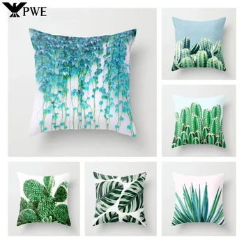 Šiuolaikinės mados žalios atogrąžų lapų pagalvėlės užvalkalas Šiaurės šalių paprastas dekoratyvinis pagalvės užvalkalas Svetainės sofos sėdynės Mesti pagalves