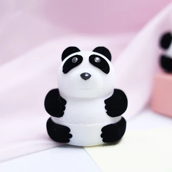 Velvet Lovely Panda papuošalų dėžutė Žiedo auskarai Dovanų dėžutės papuošalų įvyniojimui Pasiūlymas Vestuvinių žiedų dėžutė