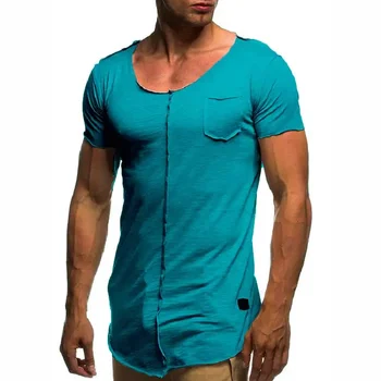 B536 Vyrų mada Patchwork Marškinėliai trumpomis rankovėmis Solidūs vyriški marškinėliai Laisvalaikio vasaros marškinėliai Marškinėliai Vyriški fitnesas Slim camiseta